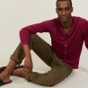 Chemise boutonné en lin flammé - Blason 7282 rubis - 51 Bordeaux