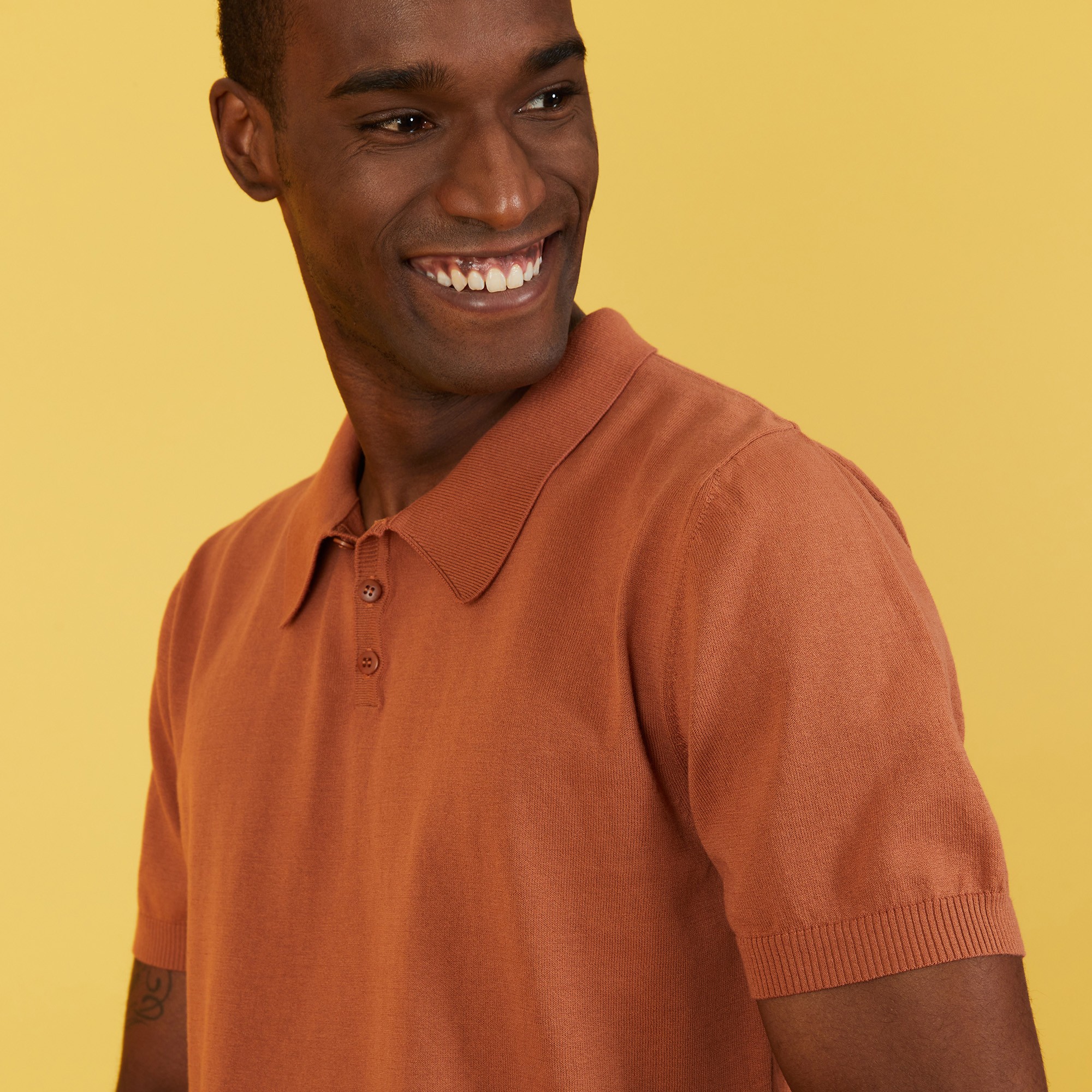 Polo uni en coton sec - Bank 7230 epice - 46 Marron clair