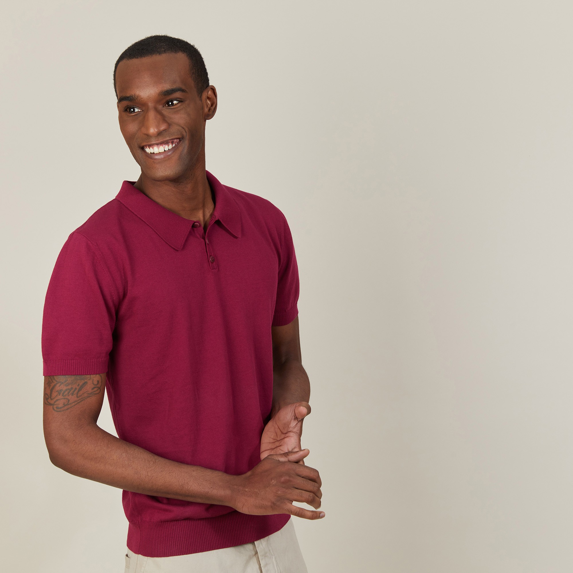 Polo uni en coton sec - Bank 7282 rubis - 51 Bordeaux