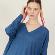 Loose-fit slub linen V-neck T-shirt - Beja