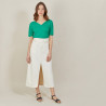 Slub linen t-shirt with Tunisian collar - Boheme