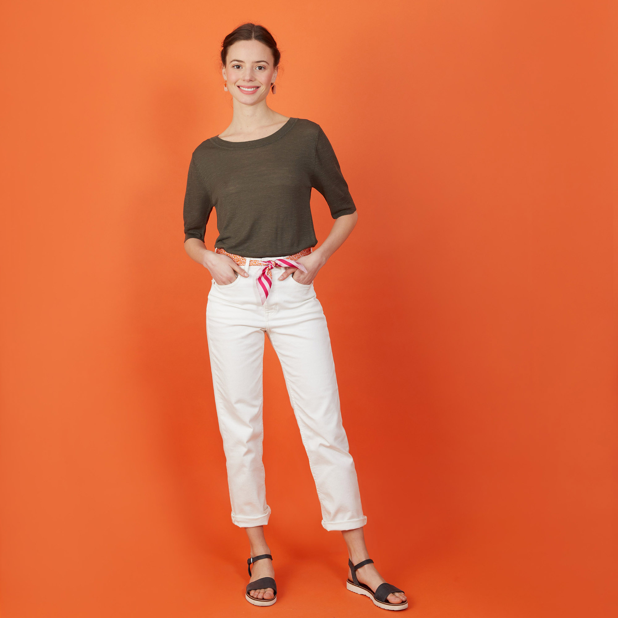 Round-neck slub linen T-shirt - Bonnie