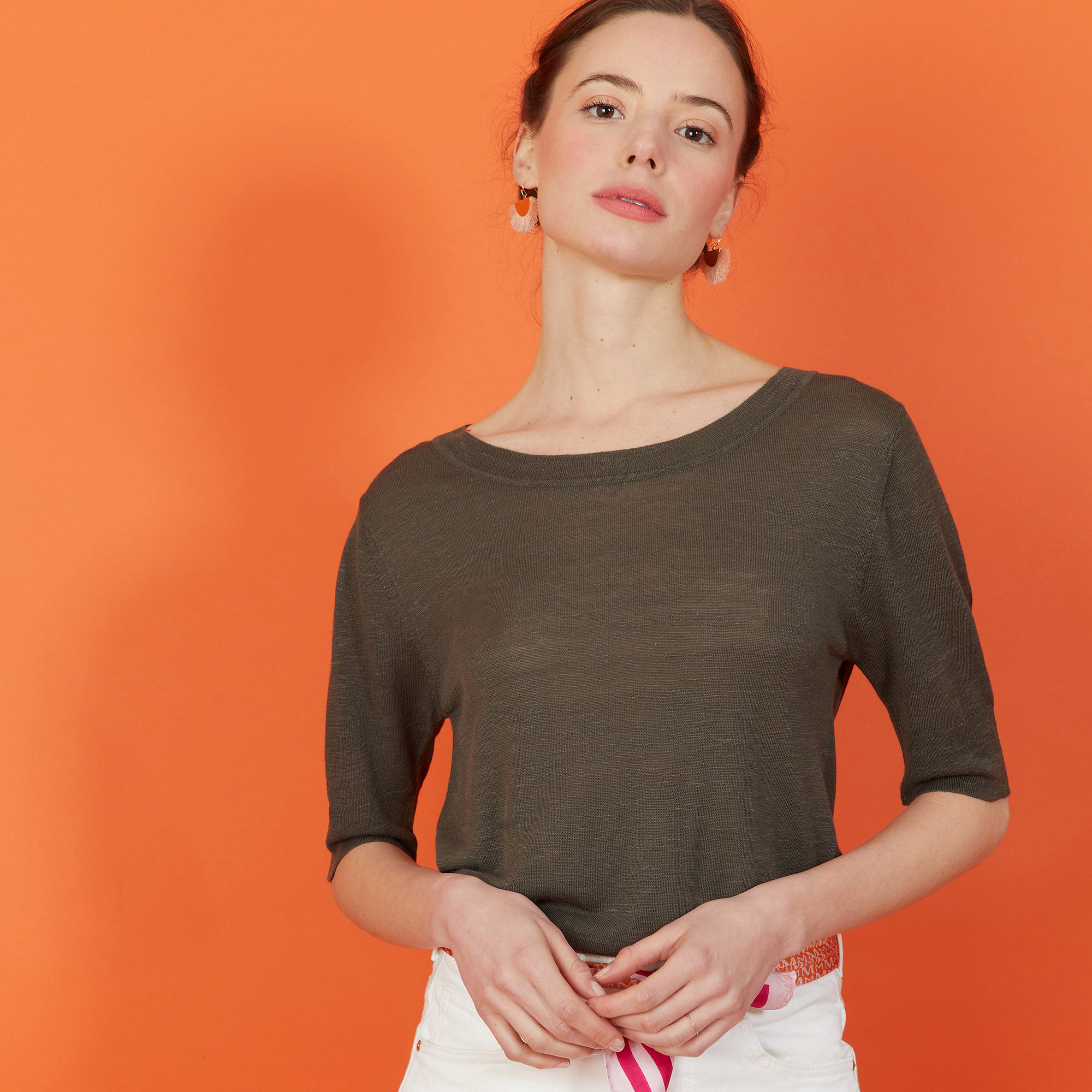 Round-neck slub linen T-shirt - Bonnie