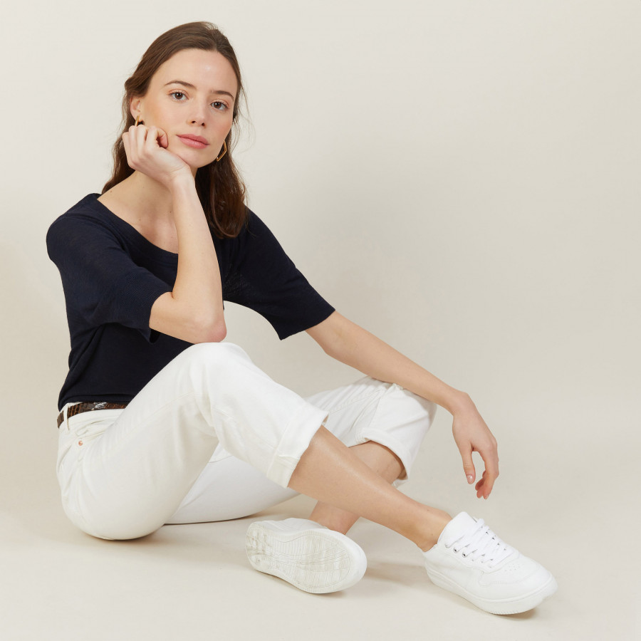 Round-neck slub linen T-shirt - Bonni