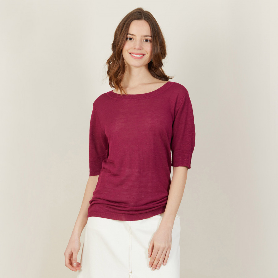 Round-neck slub linen T-shirt - Bonni