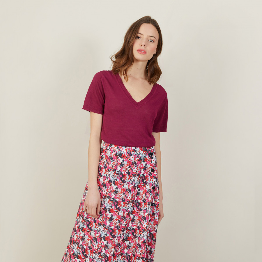 Slub linen V-neck T-shirt - Bountie