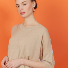 Loose round-neck t-shirt in two-tone slub linen - Mairena bis