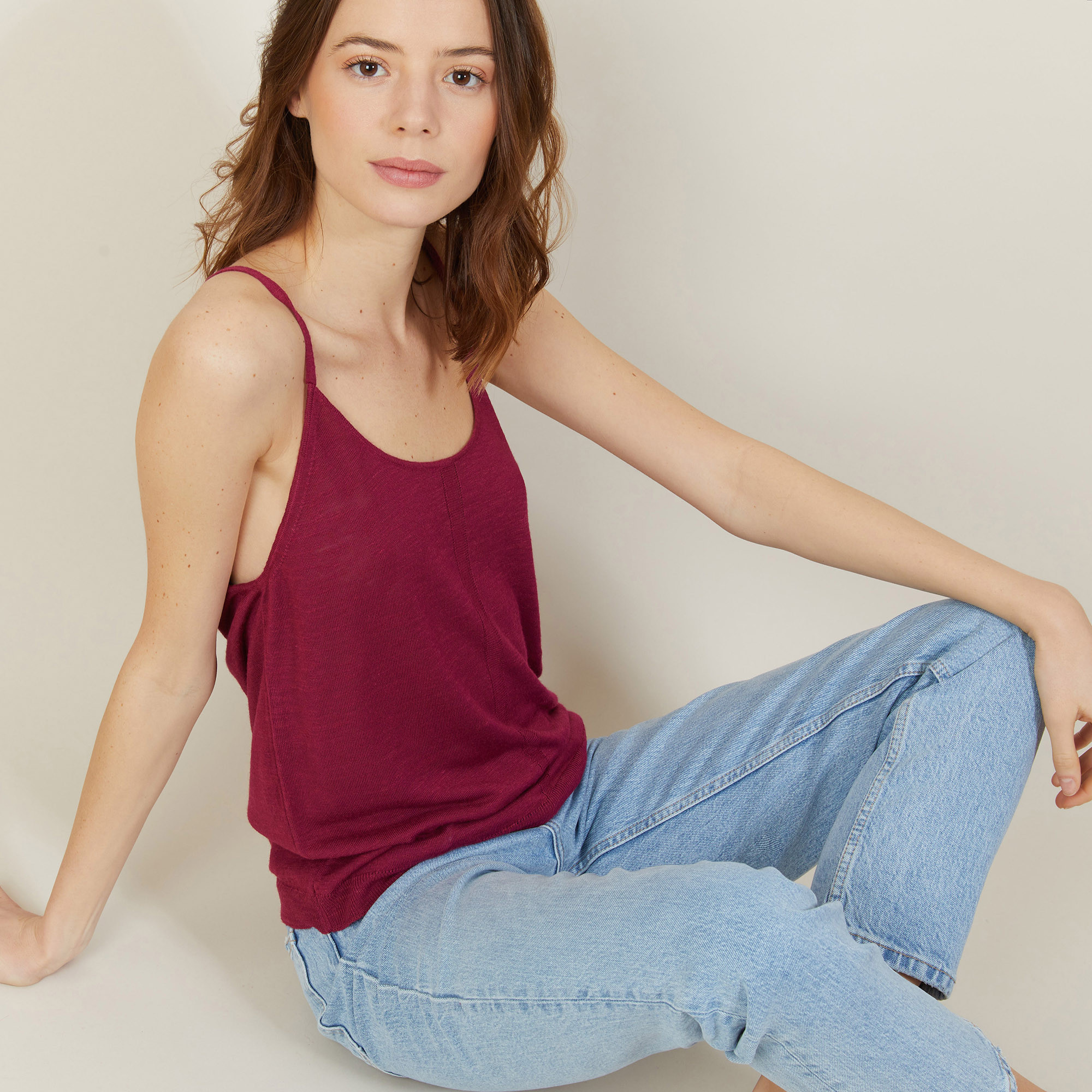 Débardeur en lin flammé - Mijas 7282 rubis - 51 Bordeaux