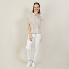 Chemise manches courtes effet irrisé - Nathalie 7201 sahara - 12 Beige clair