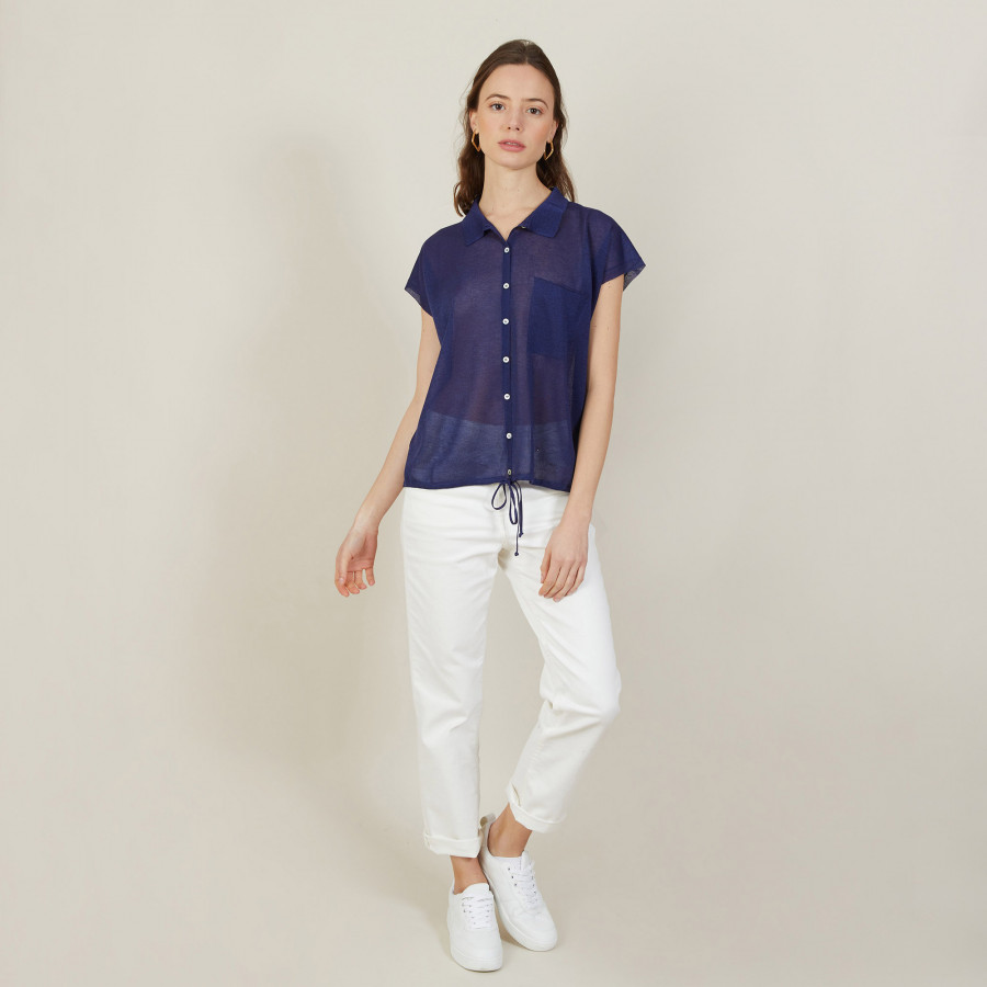 Iridescent effect short-sleeved shirt - Nathalia