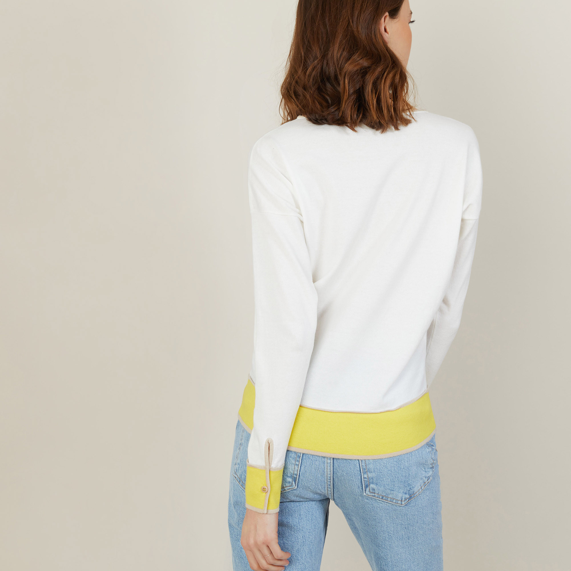 Round-neck tricolor cotton sweater - Nelda
