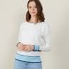 Pull col rond tricolore en coton - Nelda 7324 sahara/mimosa/blanc - 08 Jaune