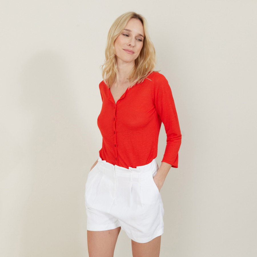 Cardigan de linho com bolsos - Bao