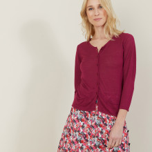 Cardigan à poches en lin flammé - Bao 7282 bordeaux - 51 Bordeaux