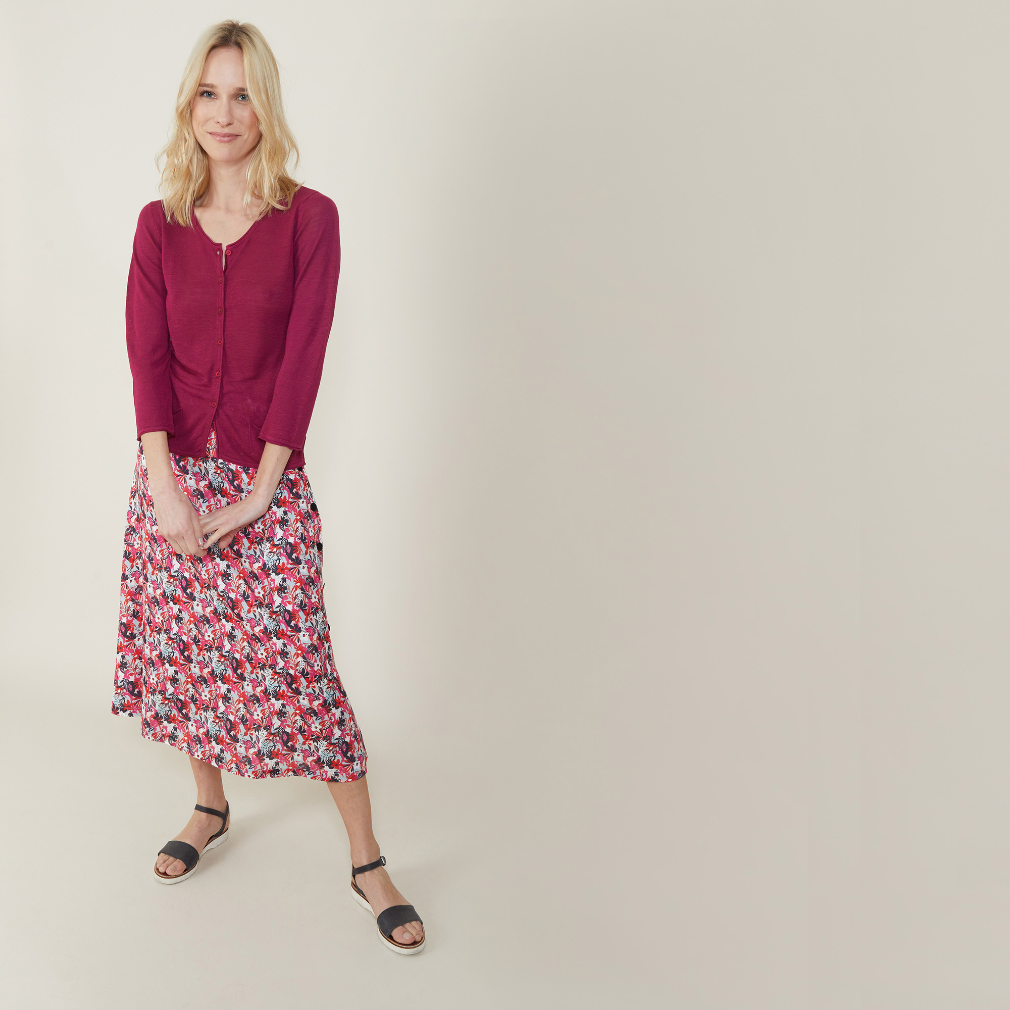 Slub linen cardigan with pockets - Bao