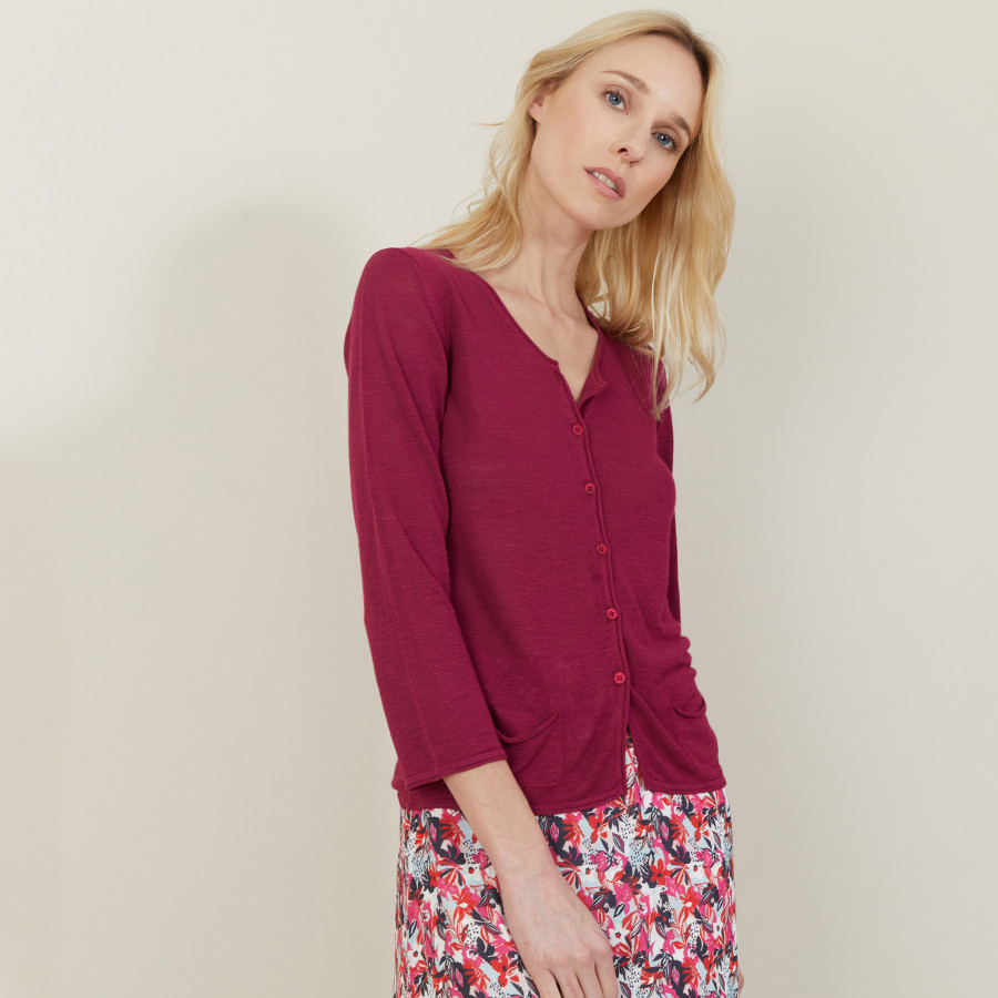 Cardigan de linho com bolsos - Bao