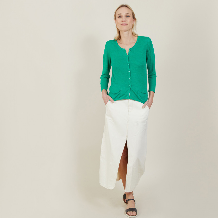 Cardigan de linho com bolsos - Bao