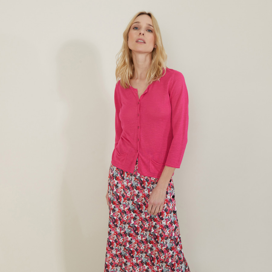 Cardigan de linho com bolsos - Bao