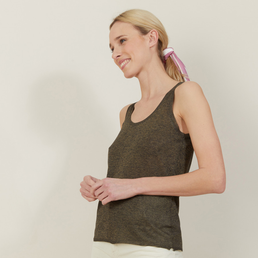 Iridescent effect round neck tank top - Ness