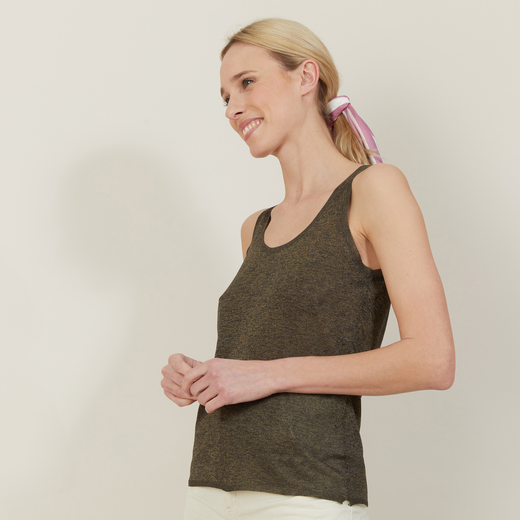 Iridescent effect round neck tank top - Ness