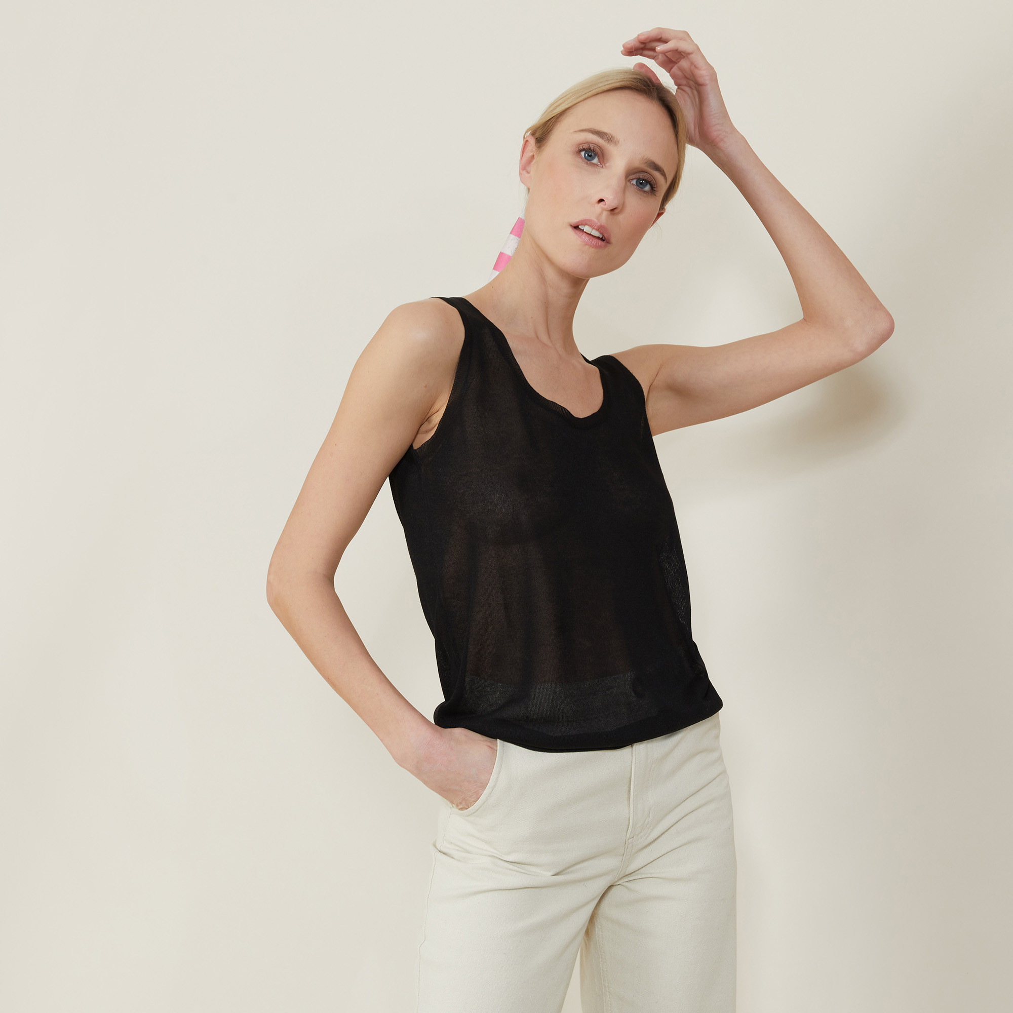 Iridescent effect round neck tank top - Ness