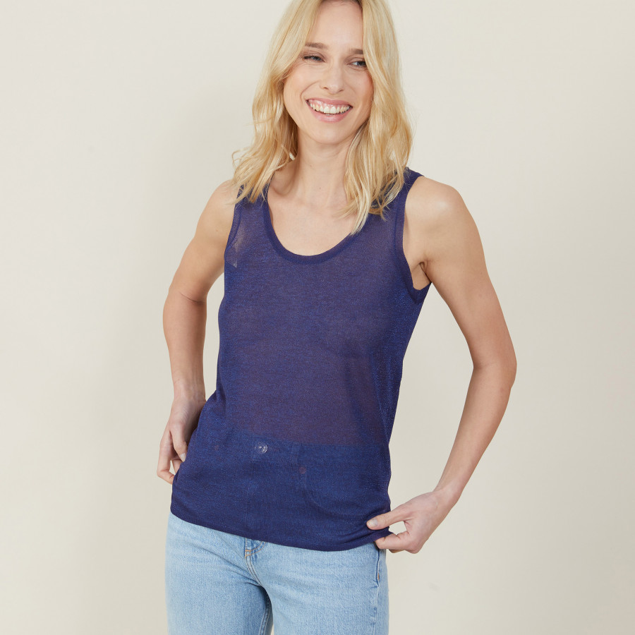 Iridescent effect round neck tank top - Ness