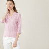 Polo à motif col noué en Fil Lumière - Amara 2733 rose - 24 Rose clair