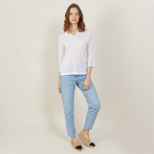 Polo ajouré manches 3/4 - Anaelle 0330 blanc - 02 Blanc