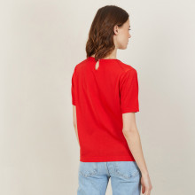 T-shirt manches courtes en Fil Lumière - Adeline 9983 basque - 52 Rouge
