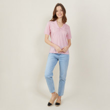 Polo manches courtes col noué - Ava 2733 rose - 24 Rose clair