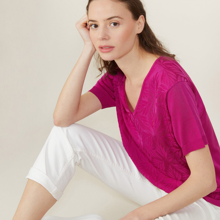 Camiseta gola V estampada Fil Lumière - Ammy