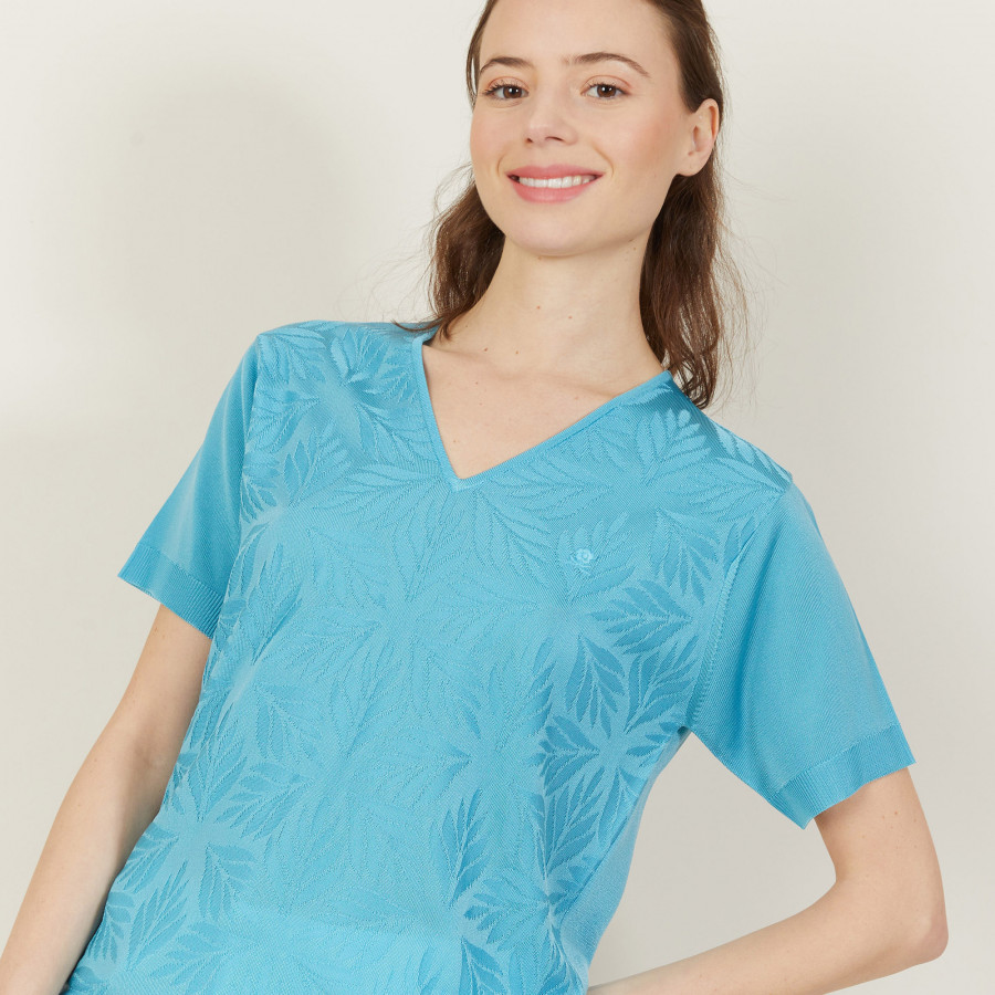 Camiseta gola V estampada Fil Lumière - Ammy