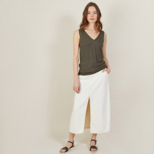 V-neck slub linen tank top - Boréal