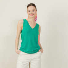 V-neck slub linen tank top - Boréal