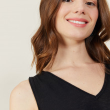 Débardeur col V en lin flammé - Boréal 7210 noir - 01 Noir