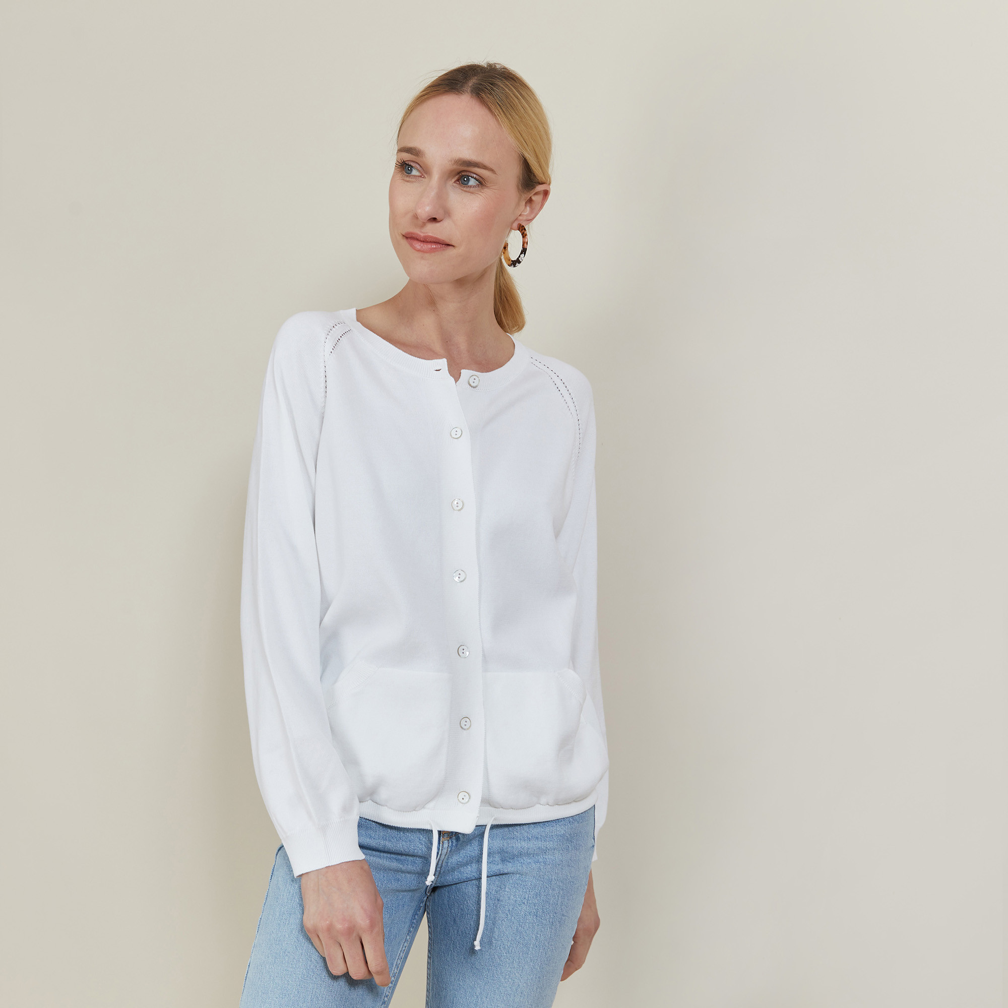 Gilet avec cordon en coton Aniss 6200 Blanc - 02 Blanc