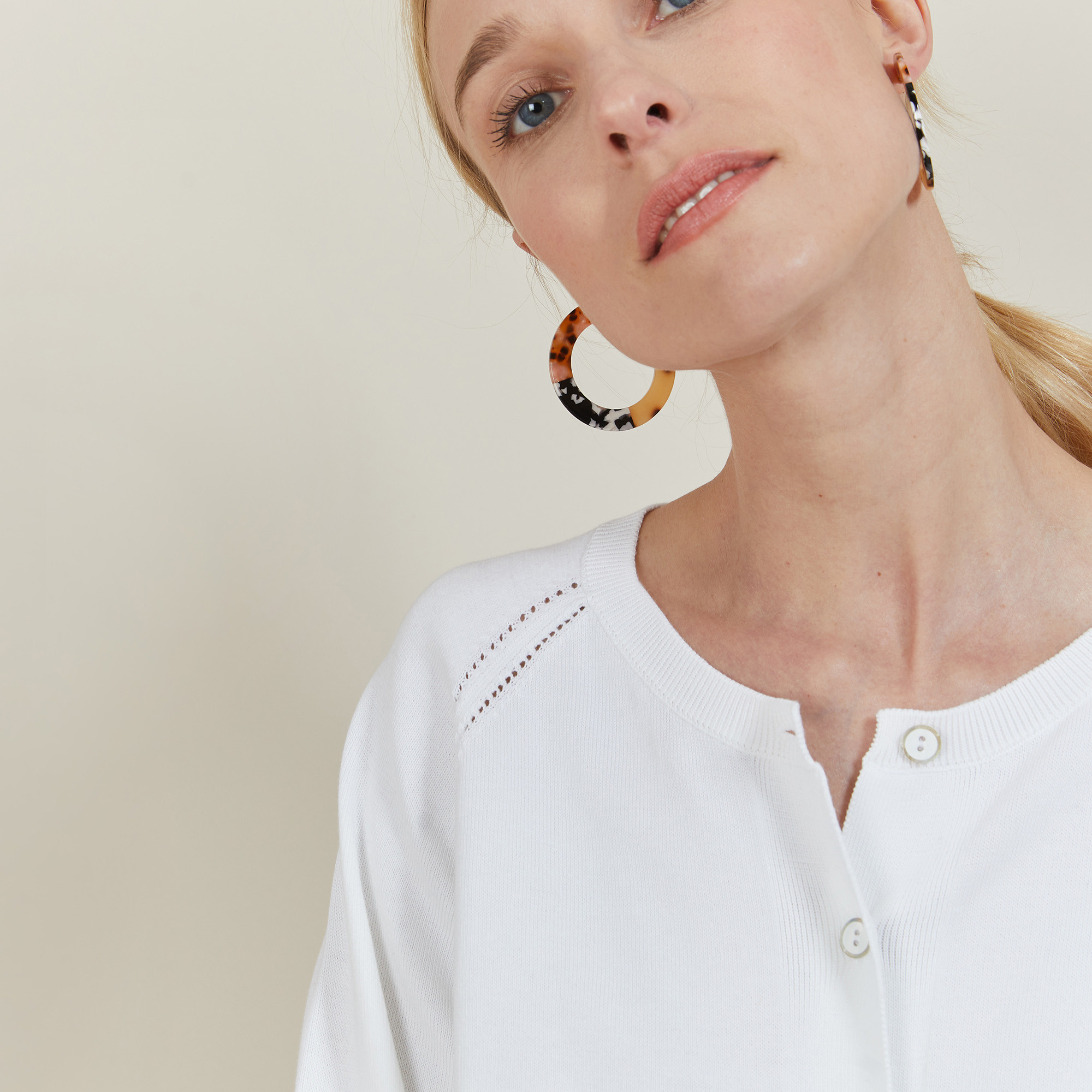 Gilet avec cordon en coton Aniss 6200 Blanc - 02 Blanc