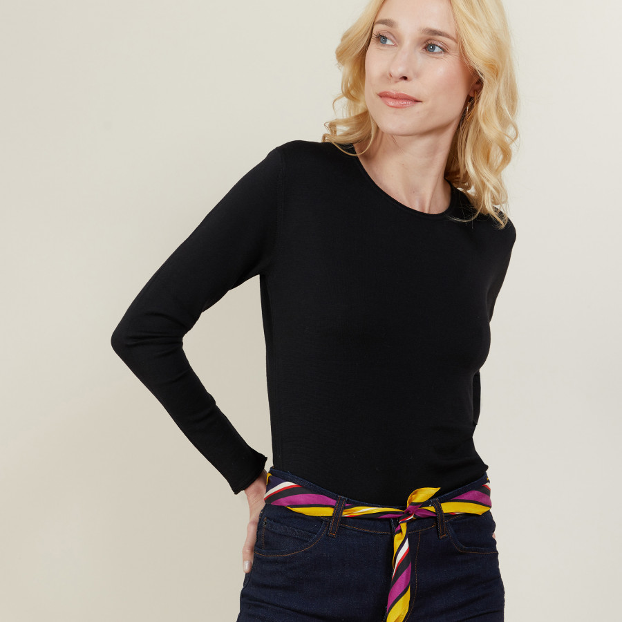 Mock turtleneck pullover made of wool - Bourse