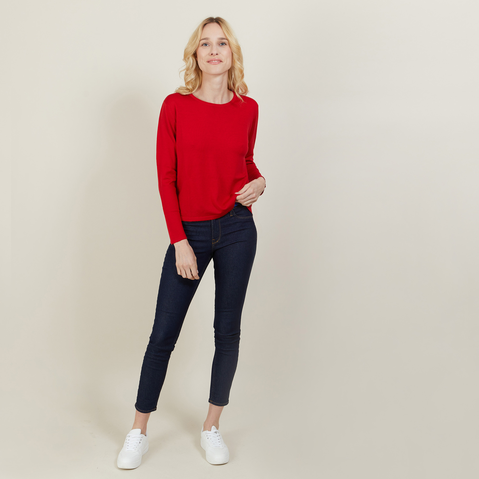 Pull court en laine mérinos - Les Halles 6180 coccinelle - 52 Rouge