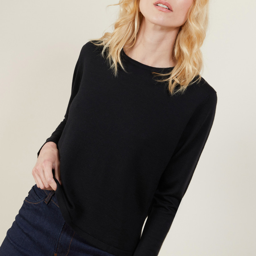 Cropped merino wool sweater - Les Halles