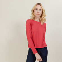 Pull court en laine mérinos - Les Halles 6184 garance - 26 Rose foncé
