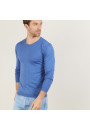 Pull ras du cou en laine mérinos - Bertille 6042 flot - 06 Bleu moyen