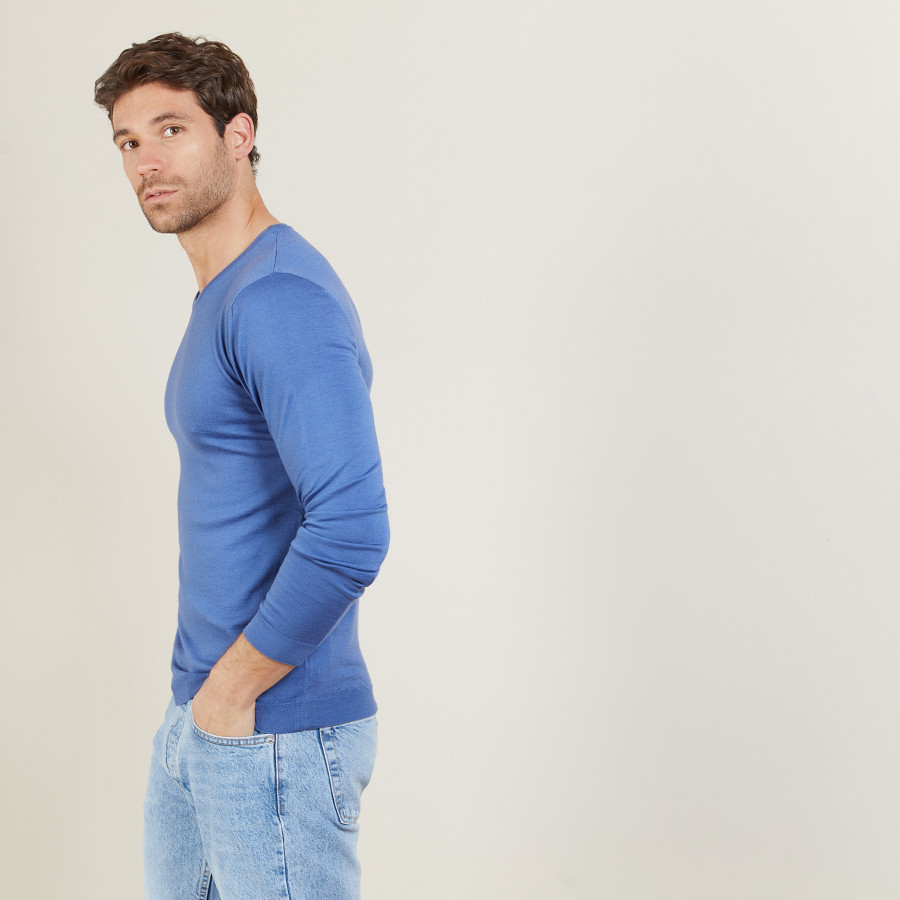 Suéter de lã merino com gola redonda - Bertille
