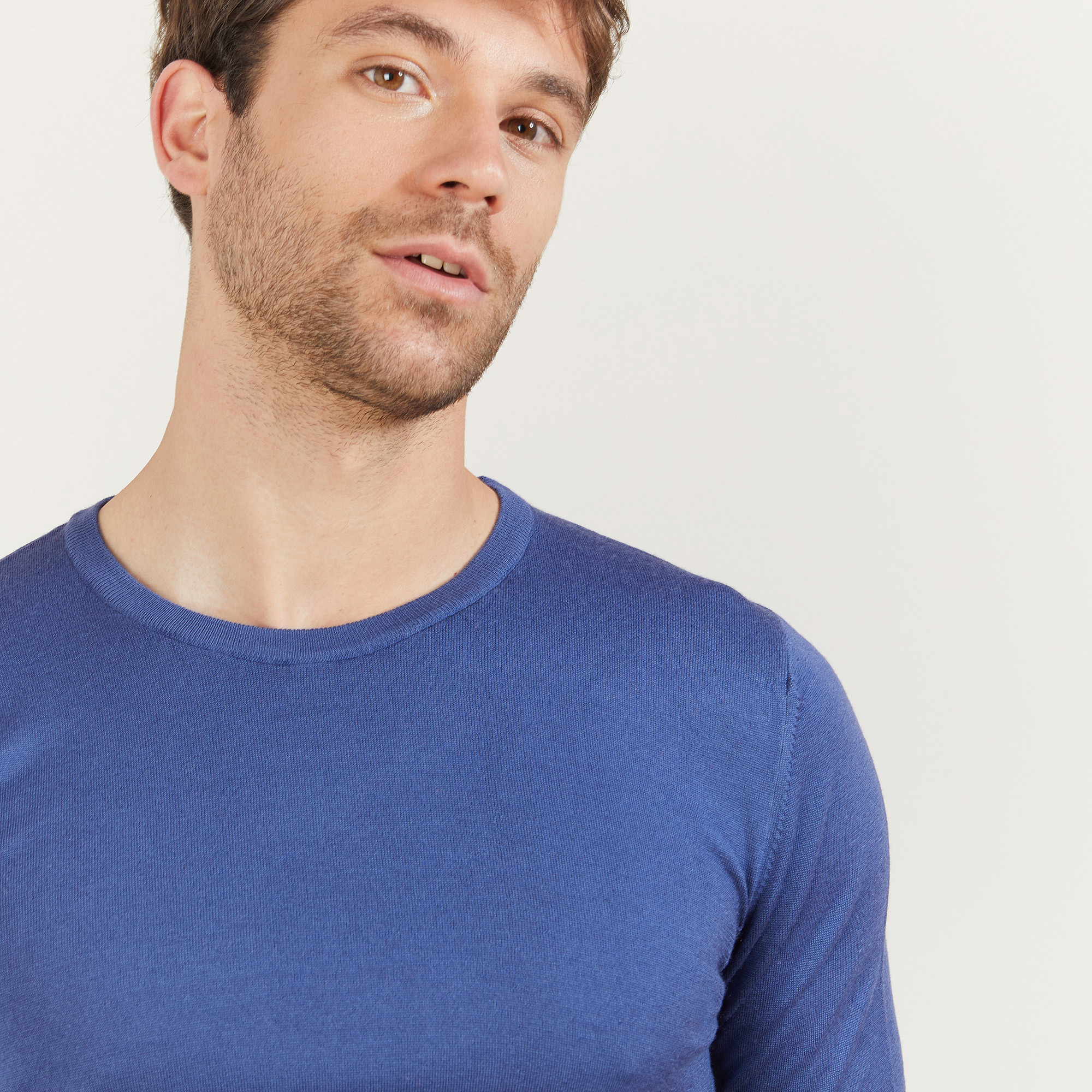 Pull ras du cou en laine mérinos - Bertille 6190 pensee - 03 Bleu foncé