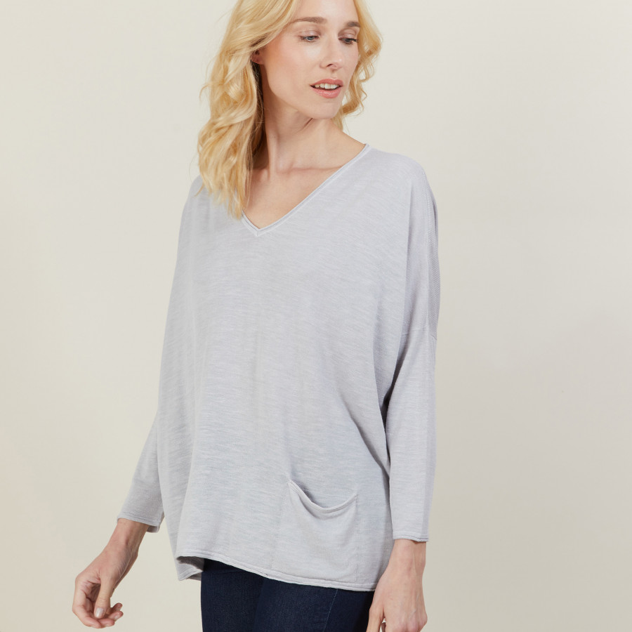 Camiseta folgada de linho com estampa slub - Balou