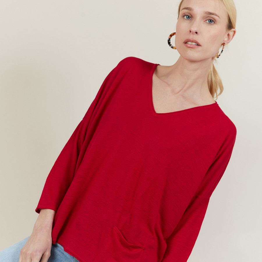 Camiseta folgada de linho com estampa slub - Balou