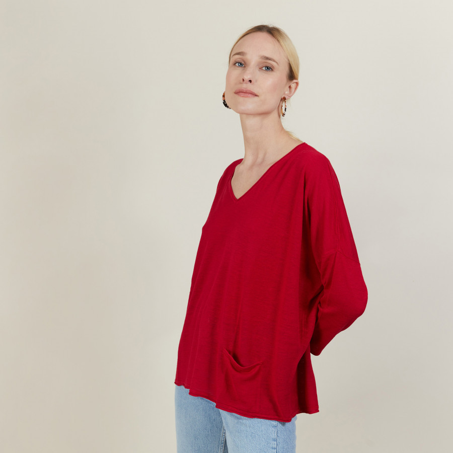 Camiseta folgada de linho com estampa slub - Balou