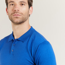 Polo manches longues en laine mérinos - Beryl 6143 saphir - 48 Bleu roi
