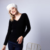Pull col V en cachemire intemporel - Eniva 6310 noir - 01 Noir