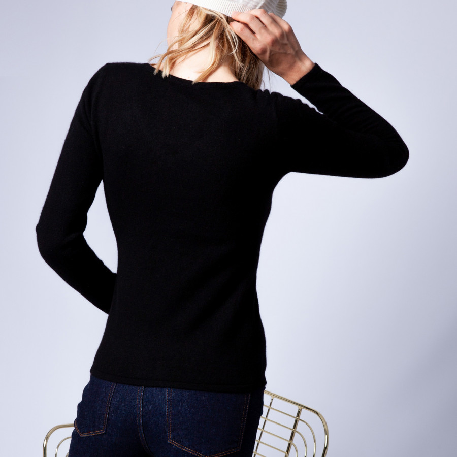 Suéter de cashmere com decote em V atemporal - Eniva